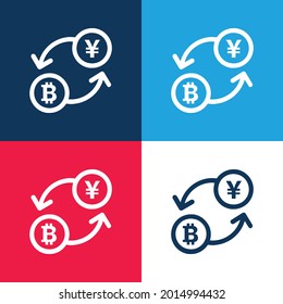Bitcoin Exchange Rate blue and red four color minimal icon set
