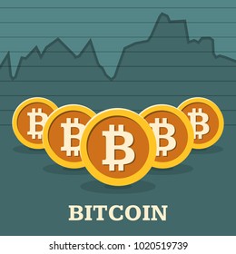 Bitcoin exchange rate chart background. Digital currency concept. Cryptocurrency. Flat vector design