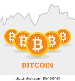 Bitcoin exchange rate chart background. Digital currency concept. Cryptocurrency. Flat vector design