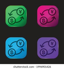 Bitcoin Exchange Rate four color glass button icon