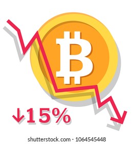 Bitcoin exchange rate growth chart. Digital currency concept. Cryptocurrency. Flat vector illustration. White background