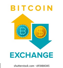 Bitcoin exchange service vector sign in flat style