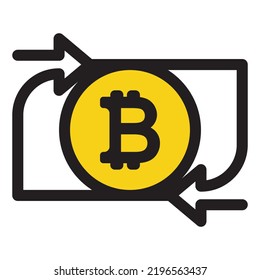 Bitcoin exchange and transfer icon. Send money, vector illustration