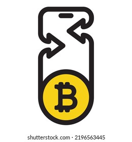 Bitcoin exchange and transfer icon. Send money, vector illustration