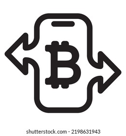 Bitcoin exchange and transfer icon. Send money, vector illustration