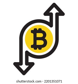 Bitcoin exchange and transfer icon. Send money, vector illustration