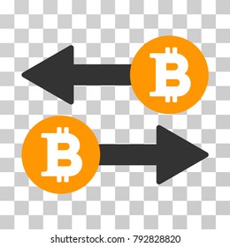 Bitcoin Exchange vector pictogram. Illustration style is flat iconic symbol on a chess transparent background.