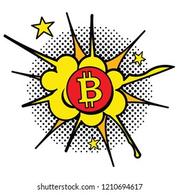 bitcoin explosion, pop art concept