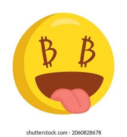 Bitcoin Eyes Emoji Icon Illustration. Financial Investment Vector Symbol Emoticon Design Doodle Vector.