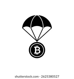 Bitcoin Falling with Parachute Bag - Cryptocurrency and Secure Transfer
