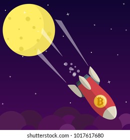 Bitcoin falls down from the moon concept of crypto-currency