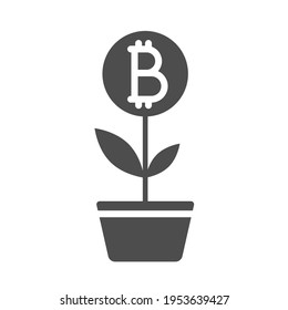 Bitcoin Farm Silhouette Vektorsymbol einzeln auf Weiß. Bitcoin-Kryptowährung-Bauernsymbol für Web-, Mobile-Apps, i-Design und Druck