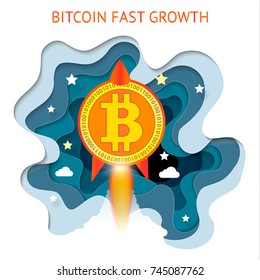 Bitcoin is fast growing. Block chain concept. Cryptocurrency financial system grows. Digital currency, technology worldwide network concept