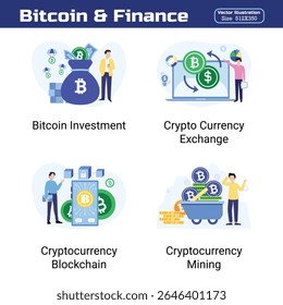 Bitcoin e Finanças Moderna Criptomoeda Conceito Ilustração para Economia Digital Blockchain Tendências