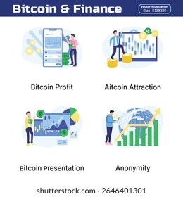 Bitcoin e Finanças Moderna Criptomoeda Conceito Ilustração para Economia Digital Blockchain Tendências