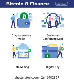 Bitcoin e Finanças Moderna Criptomoeda Conceito Ilustração para Economia Digital e Blockchain Tendências