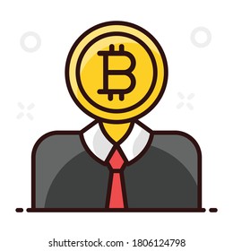 Diseño de iconos de la financiación de bitcoin, vector plano 