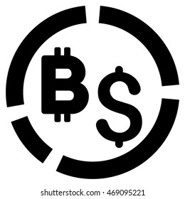Bitcoin Financial Diagram icon. Vector style is flat iconic symbol with rounded angles, black color, white background.