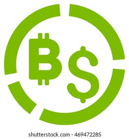 Bitcoin Financial Diagram icon. Vector style is flat iconic symbol with rounded angles, eco green color, white background.