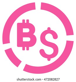 Bitcoin Financial Diagram icon. Vector style is flat iconic symbol with rounded angles, pink color, white background.