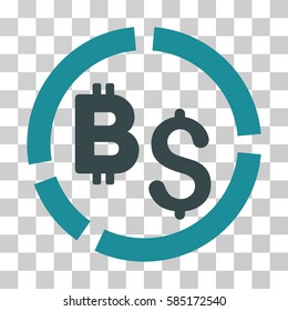 Bitcoin Financial Diagram icon. Vector illustration style is flat iconic bicolor symbol, soft blue colors, transparent background. Designed for web and software interfaces.