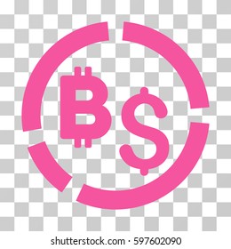 Bitcoin Financial Diagram icon. Vector illustration style is flat iconic symbol, pink color, transparent background. Designed for web and software interfaces.