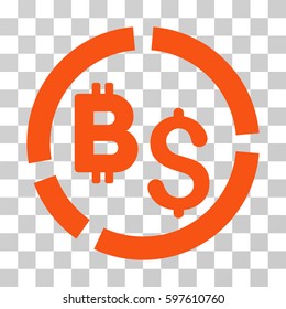 Bitcoin Financial Diagram icon. Vector illustration style is flat iconic symbol, orange color, transparent background. Designed for web and software interfaces.
