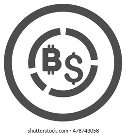 Bitcoin Financial Diagram rounded icon. Vector illustration style is flat iconic symbol, gray color, white background.