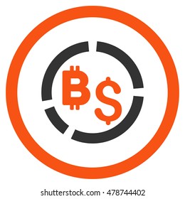 Bitcoin Financial Diagram rounded icon. Vector illustration style is flat iconic bicolor symbol, orange and gray colors, white background.