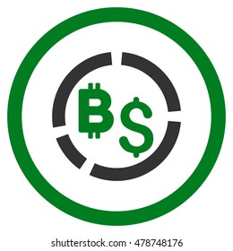 Bitcoin Financial Diagram rounded icon. Vector illustration style is flat iconic bicolor symbol, green and gray colors, white background.