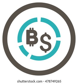 Bitcoin Financial Diagram rounded icon. Vector illustration style is flat iconic bicolor symbol, grey and cyan colors, white background.