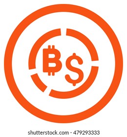 Bitcoin Financial Diagram rounded icon. Vector illustration style is flat iconic symbol, orange color, white background.