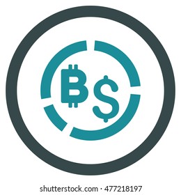 Bitcoin Financial Diagram vector bicolor rounded icon. Image style is a flat icon symbol inside a circle, soft blue colors, white background.
