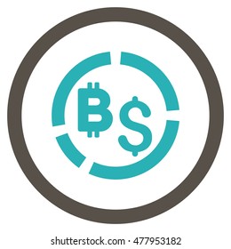 Bitcoin Financial Diagram vector bicolor rounded icon. Image style is a flat icon symbol inside a circle, grey and cyan colors, white background.