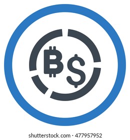 Bitcoin Financial Diagram vector bicolor rounded icon. Image style is a flat icon symbol inside a circle, smooth blue colors, white background.