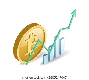 Bitcoin Financial Growth Graph Vector Illustration