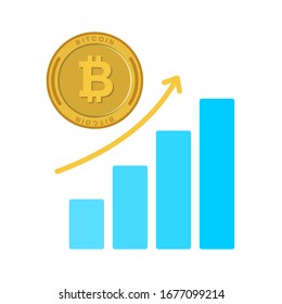 The Bitcoin financial system is growing. Crypto currency grows value. Vector illustration.
