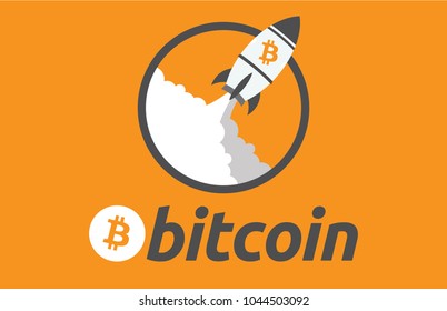 Bitcoin financial system grows. Crypto currency hype vector illustration up to the moon
