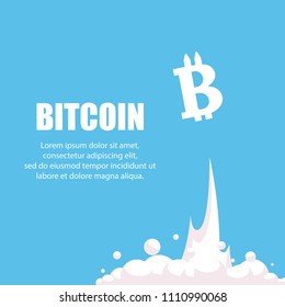 Bitcoin financial system grows. Crypto currency hype vector illustration with blank space