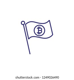 Bitcoin flag line icon. Flag with bitcoin symbol on white background. Cryptocurrency concept. Vector illustration can be used for topics like money, finance, economy, investment
