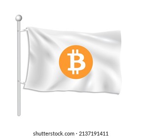 Bitcoin flag, white background vector