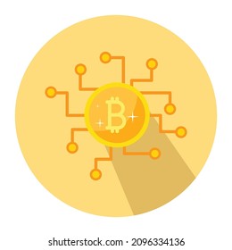 Bitcoin flat background vector icon which can easily modify or edit