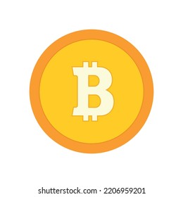 Moneda plana de Bitcoin por dinero de internet. Signo de símbolo de dinero de criptodivisa. Ilustración vectorial de moneda digital.