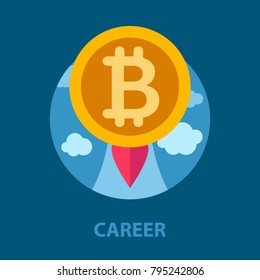 Bitcoin flat concept. Vector illustration. Element template for design.