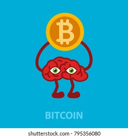 Bitcoin flat concept. Vector illustration. Element template for design.