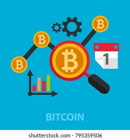Bitcoin flat concept. Vector illustration. Element template for design.