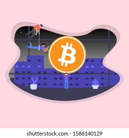 
Bitcoin. Flat design style web banner of blockchain technology, bitcoin,crypto exchange.
