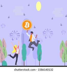 
Bitcoin. Flat design style web banner of blockchain technology, bitcoin,crypto exchange.