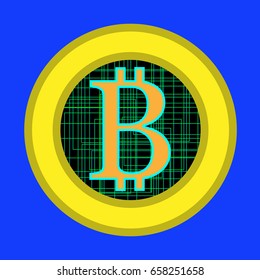 Bitcoin flat design, virtual coin. Vector illustration