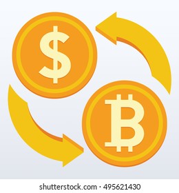 Bitcoin flat design,Digital or virtual coin,vector illustration eps10